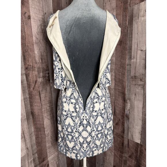 Banana Republic Mini Geometric Overlay Sleeveless Dress Blue White size 0 Petite - Picture 5 of 10